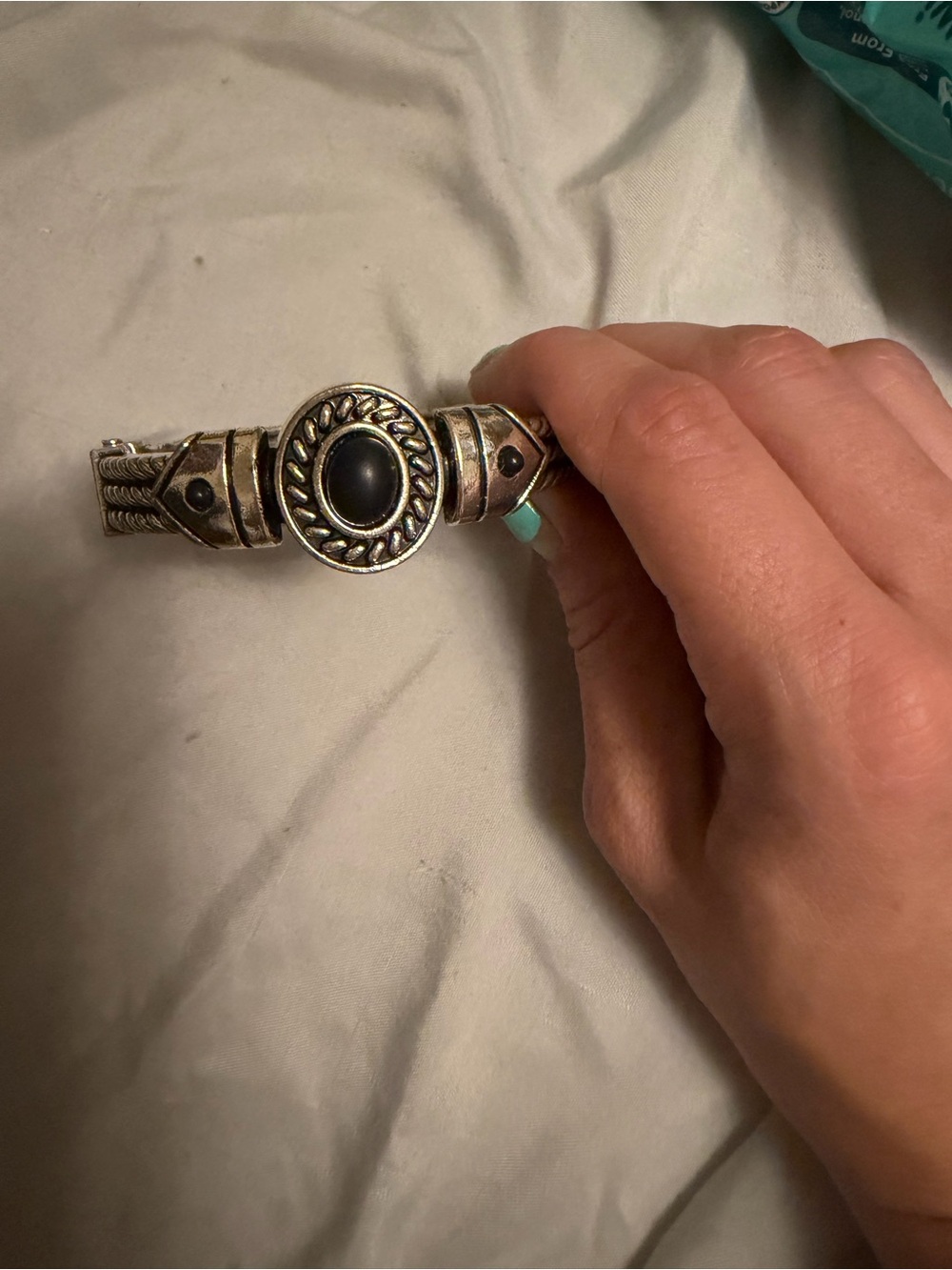 paparazzi Silver-Tone Bracelet with Black Oval Accent